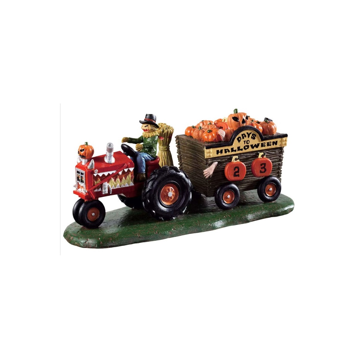 Tracteur épouvantail citrouilles Lemax Halloween
