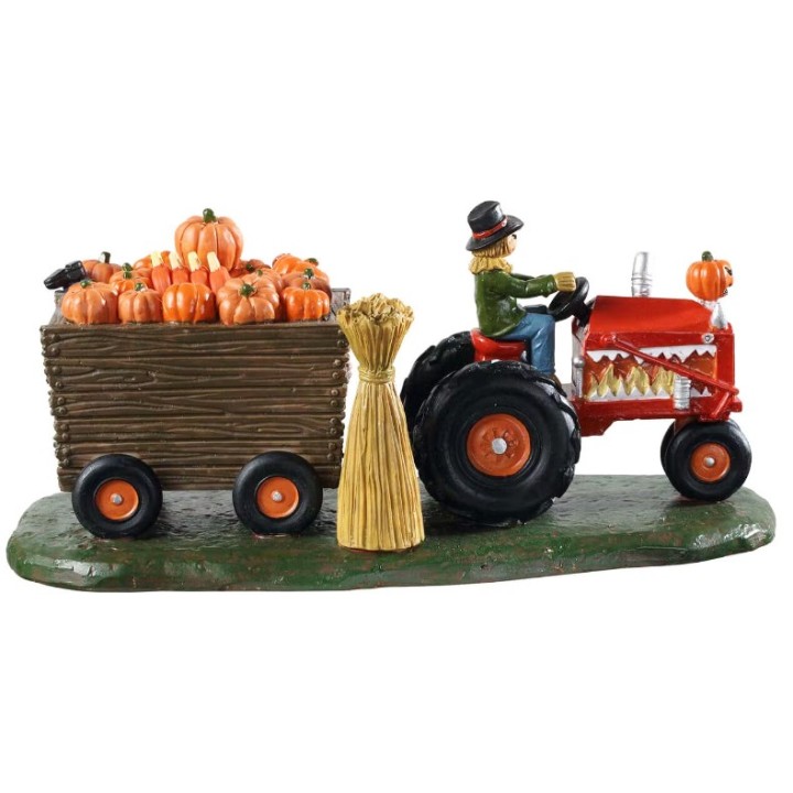 Tracteur épouvantail citrouilles Lemax Halloween
