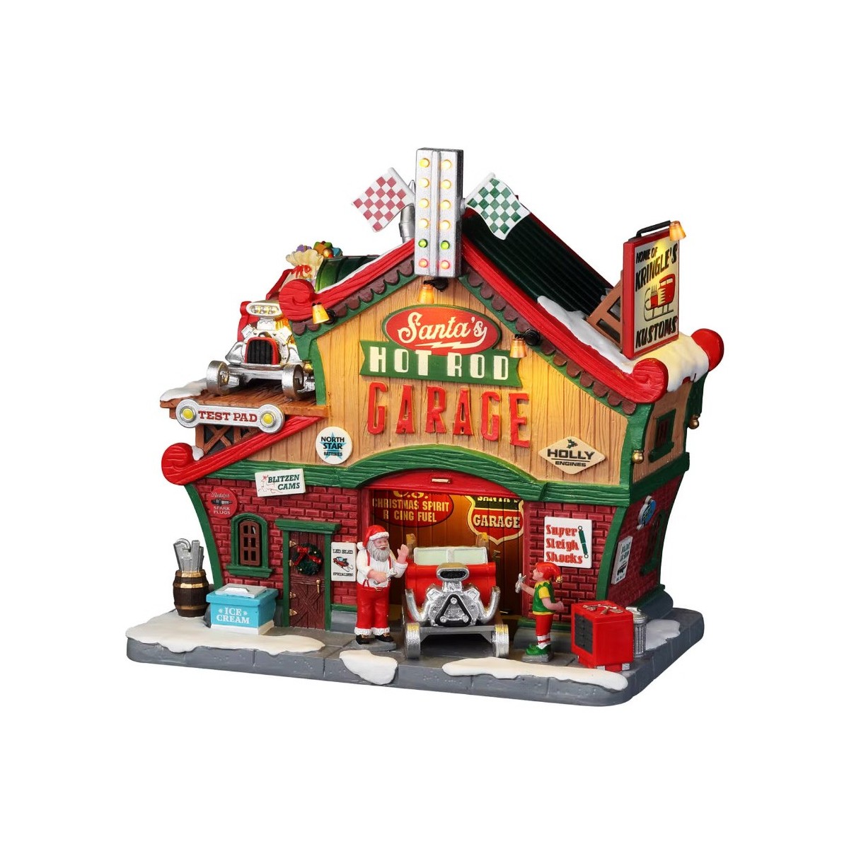 Garage du Père Noël lumineux Lemax