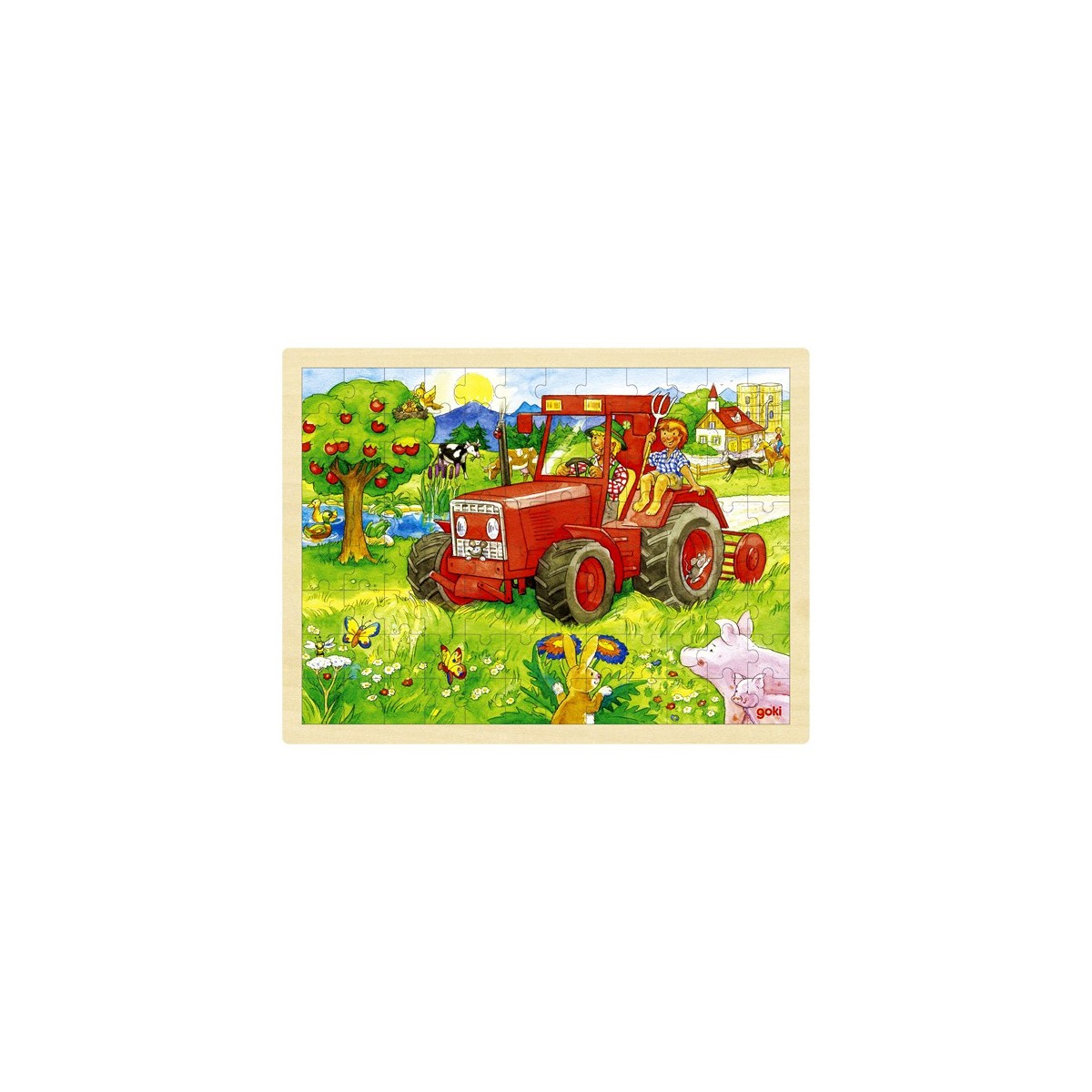 Puzzle cadre enfant en bois Tracteur 96 pièces