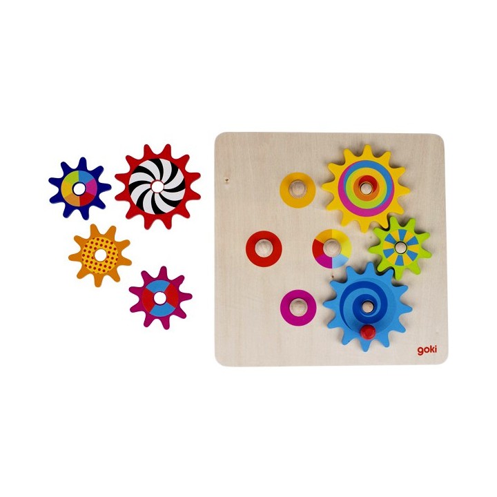Jeu Puzzle en bois animé engrenages 7 pièces