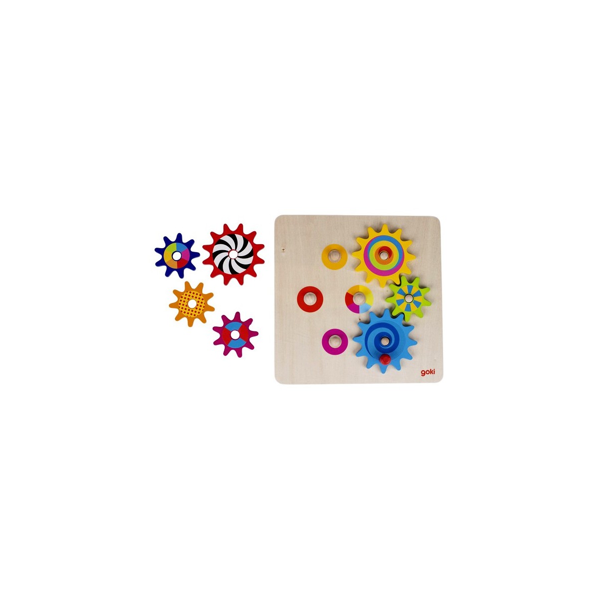 Jeu Puzzle en bois animé engrenages 8 pièces