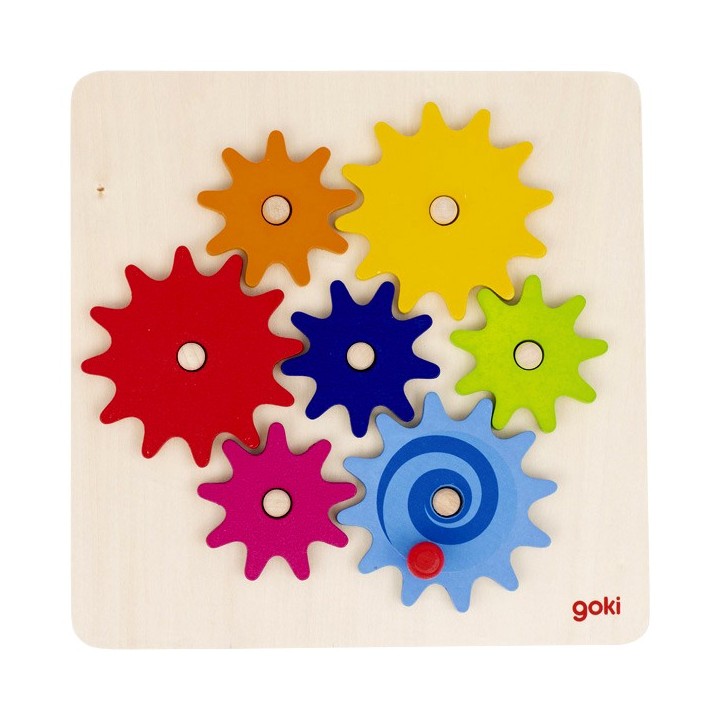 Jeu Puzzle en bois animé engrenages 7 pièces