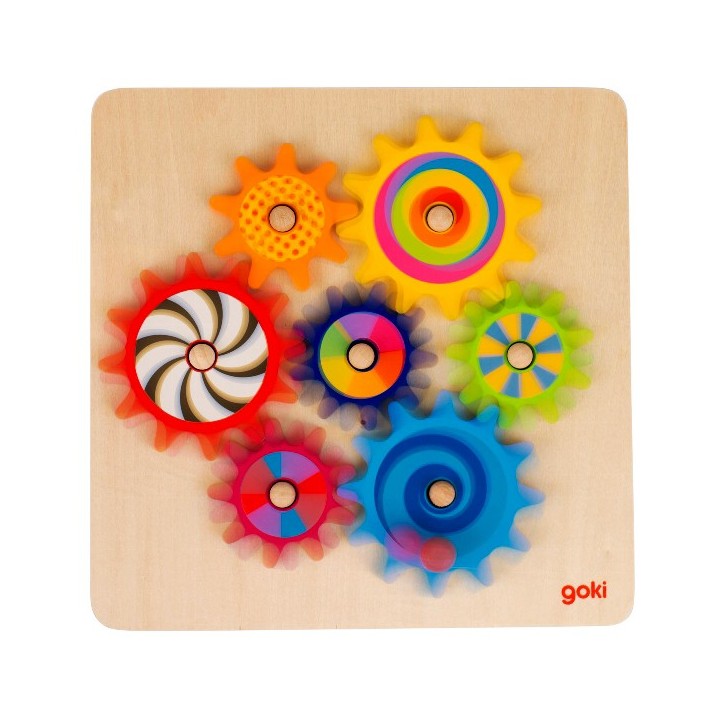 Jeu Puzzle en bois animé engrenages 7 pièces