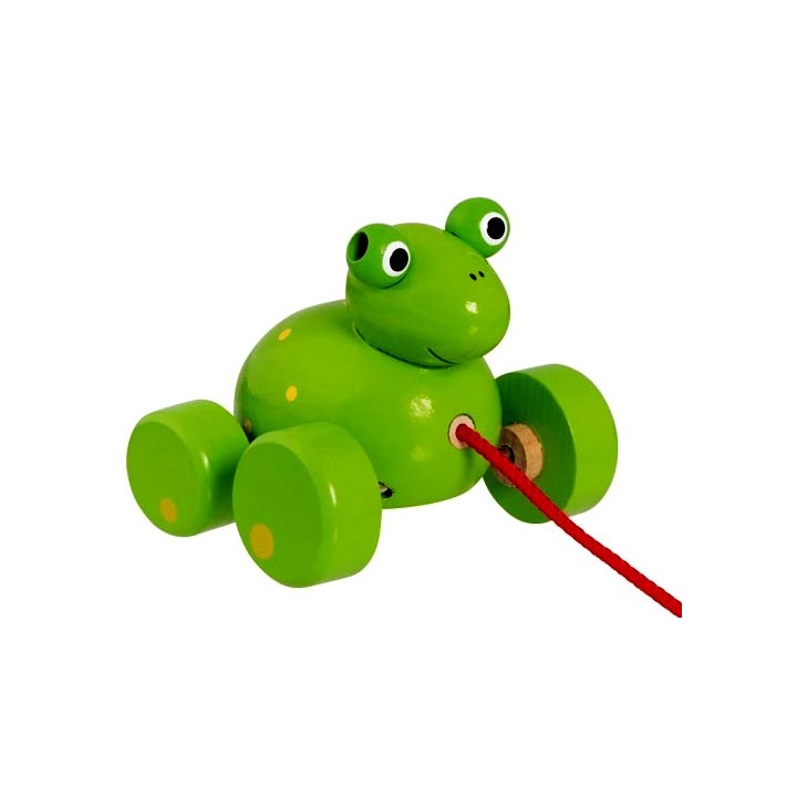 Grenouille en bois à tirer vert 9,5 cm