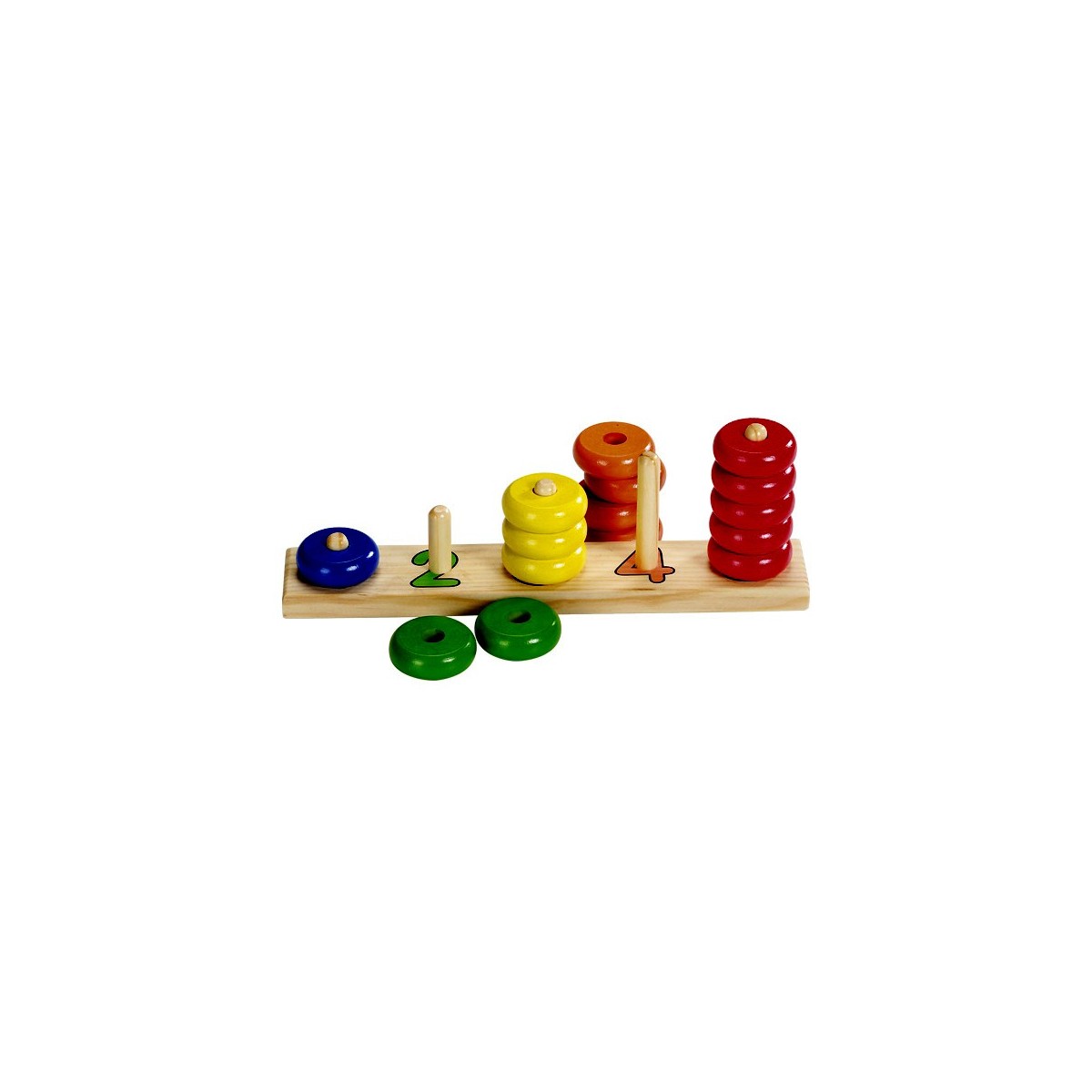 Jeu anneaux colorés en bois à empiler