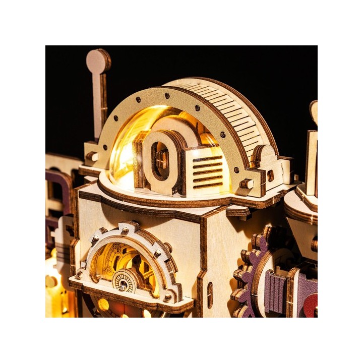 Maquette en bois animée lumineuse Circuit de billes Chocolaterie