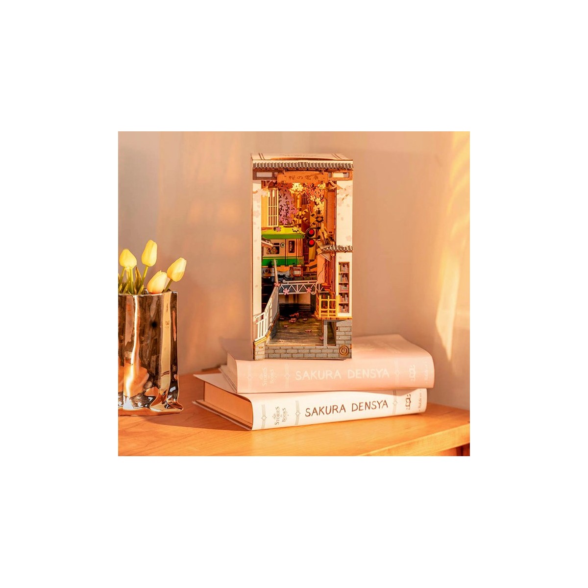 Maquette en bois lumineuse Serre-livres Japon
