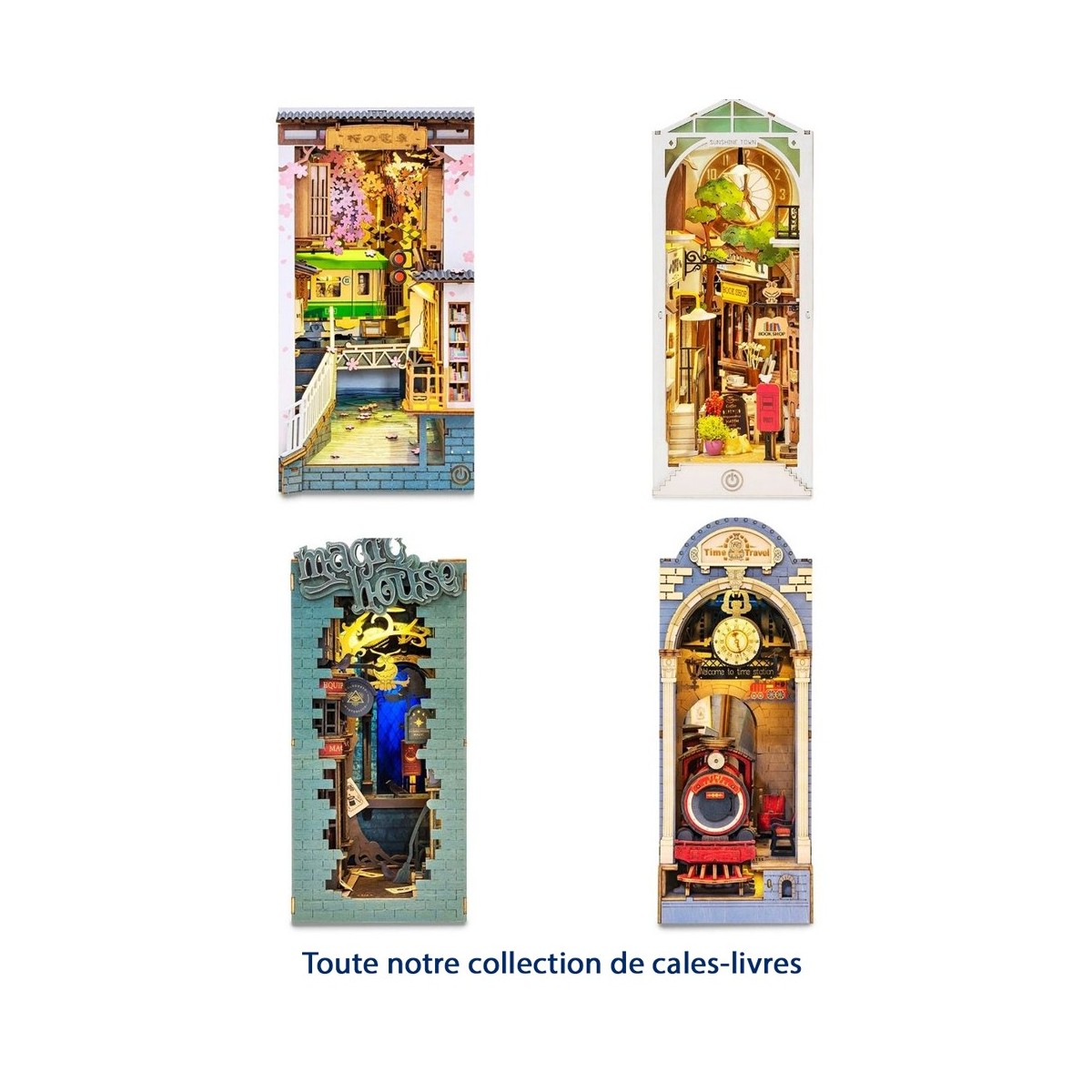Maquette en bois lumineuse Serre-livres Train