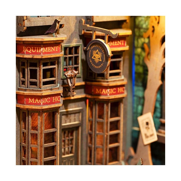 Maquette en bois lumineuse Serre-livres Ruelle magique