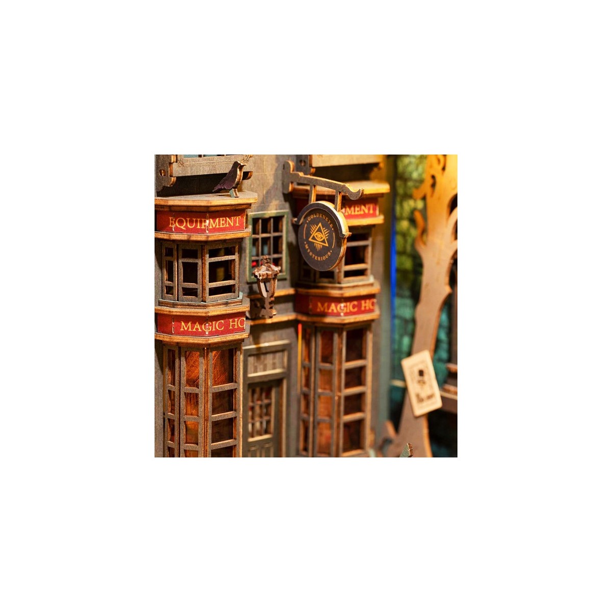 Maquette en bois lumineuse Serre-livres Ruelle magique