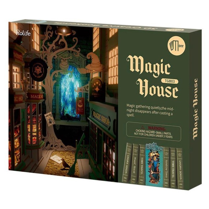 Maquette en bois lumineuse Serre-livres Ruelle magique