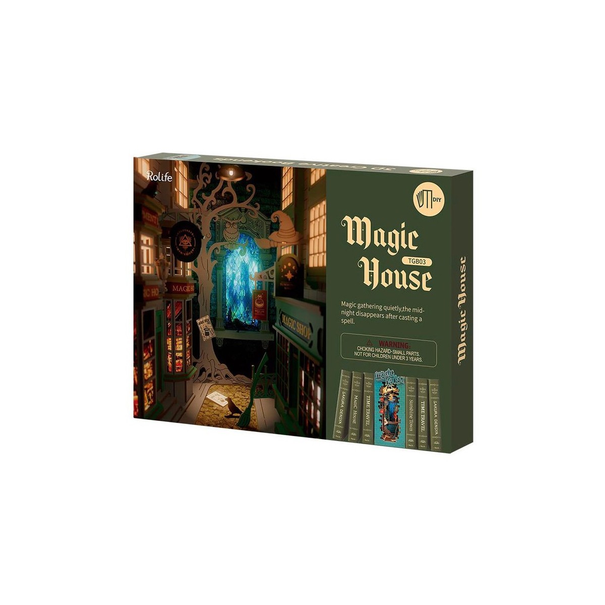 Maquette en bois lumineuse Serre-livres Ruelle magique