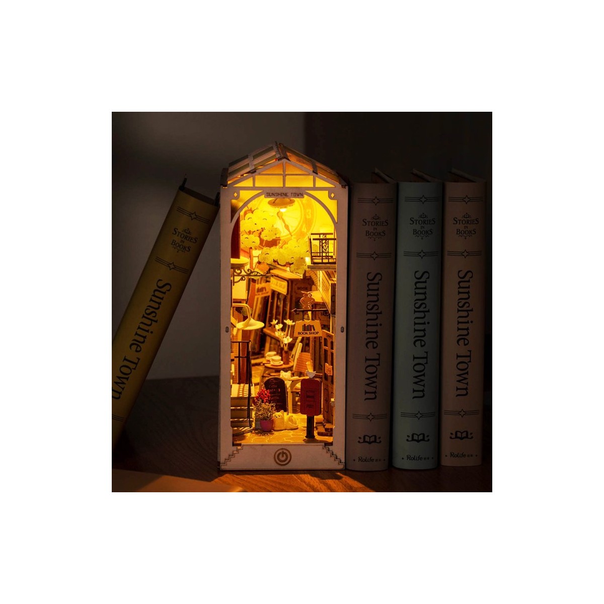 Maquette en bois lumineuse Serre-livres Ruelle