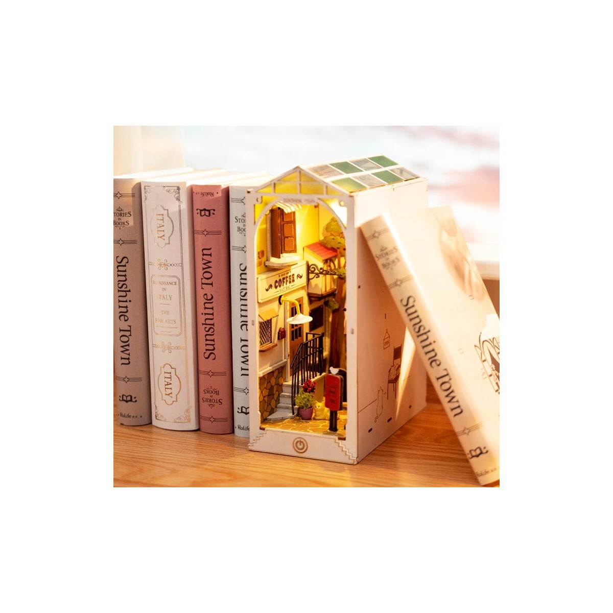 Maquette en bois lumineuse Serre-livres Ruelle