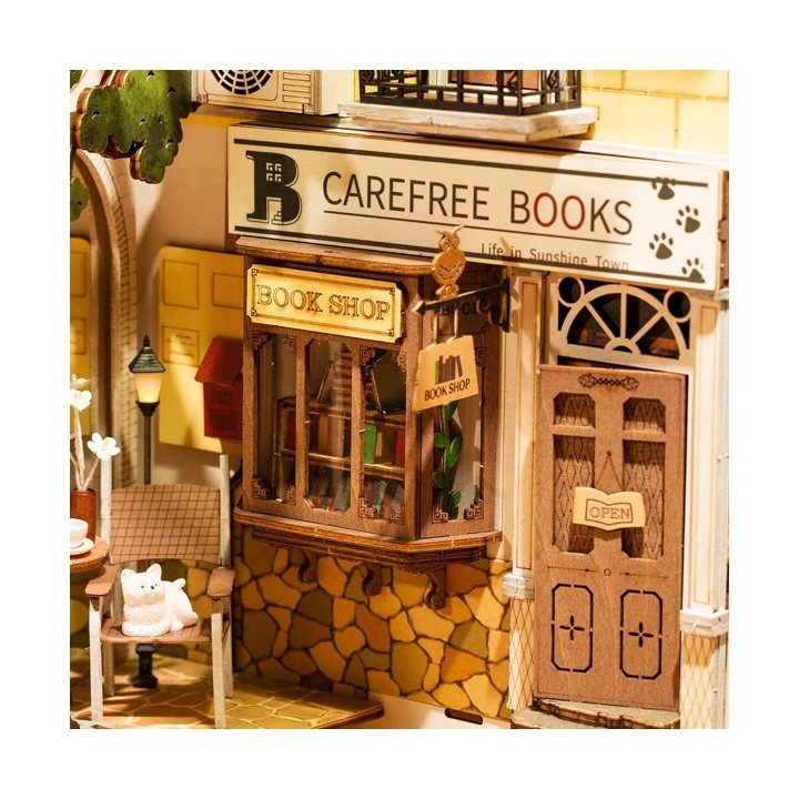 Maquette en bois lumineuse Serre-livres Ruelle