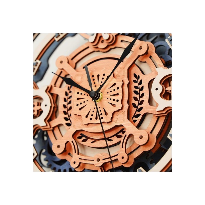 Maquette en bois animée Horloge vintage colorée