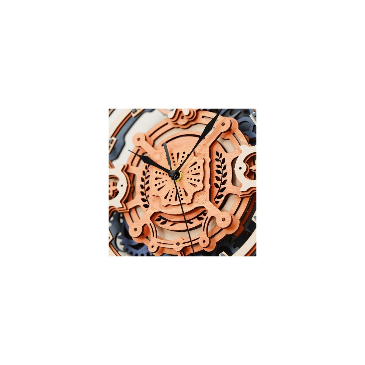 Maquette en bois animée Horloge vintage colorée