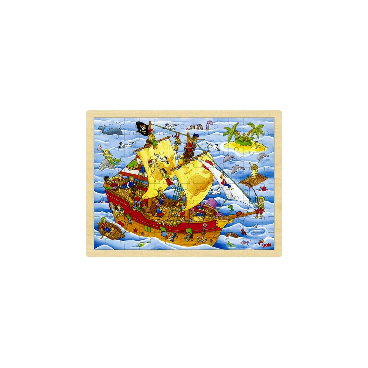 Puzzle cadre enfant en bois pirates 96 pièces