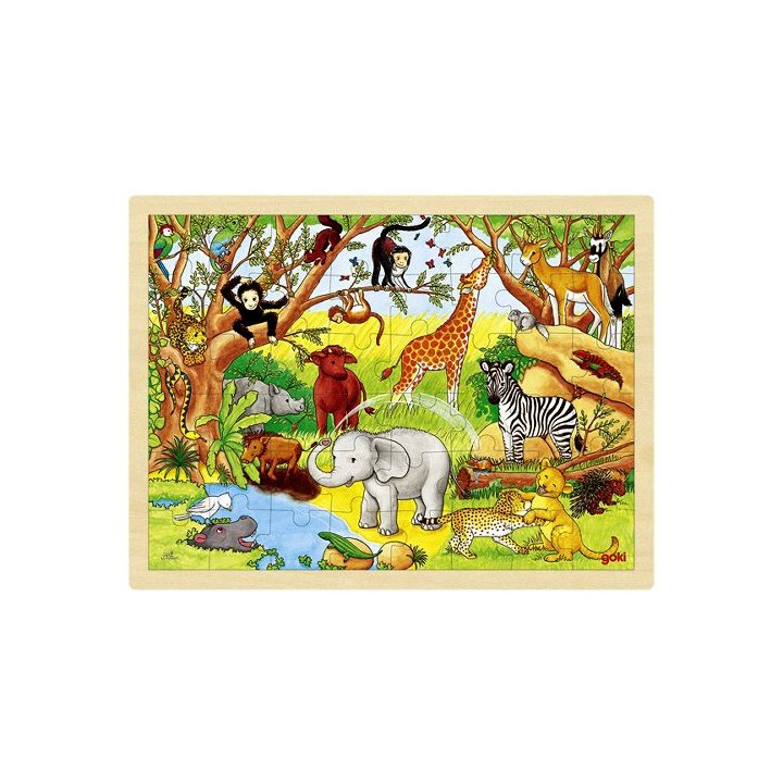 Puzzle enfant en bois animaux sauvages afrique 48 pièces