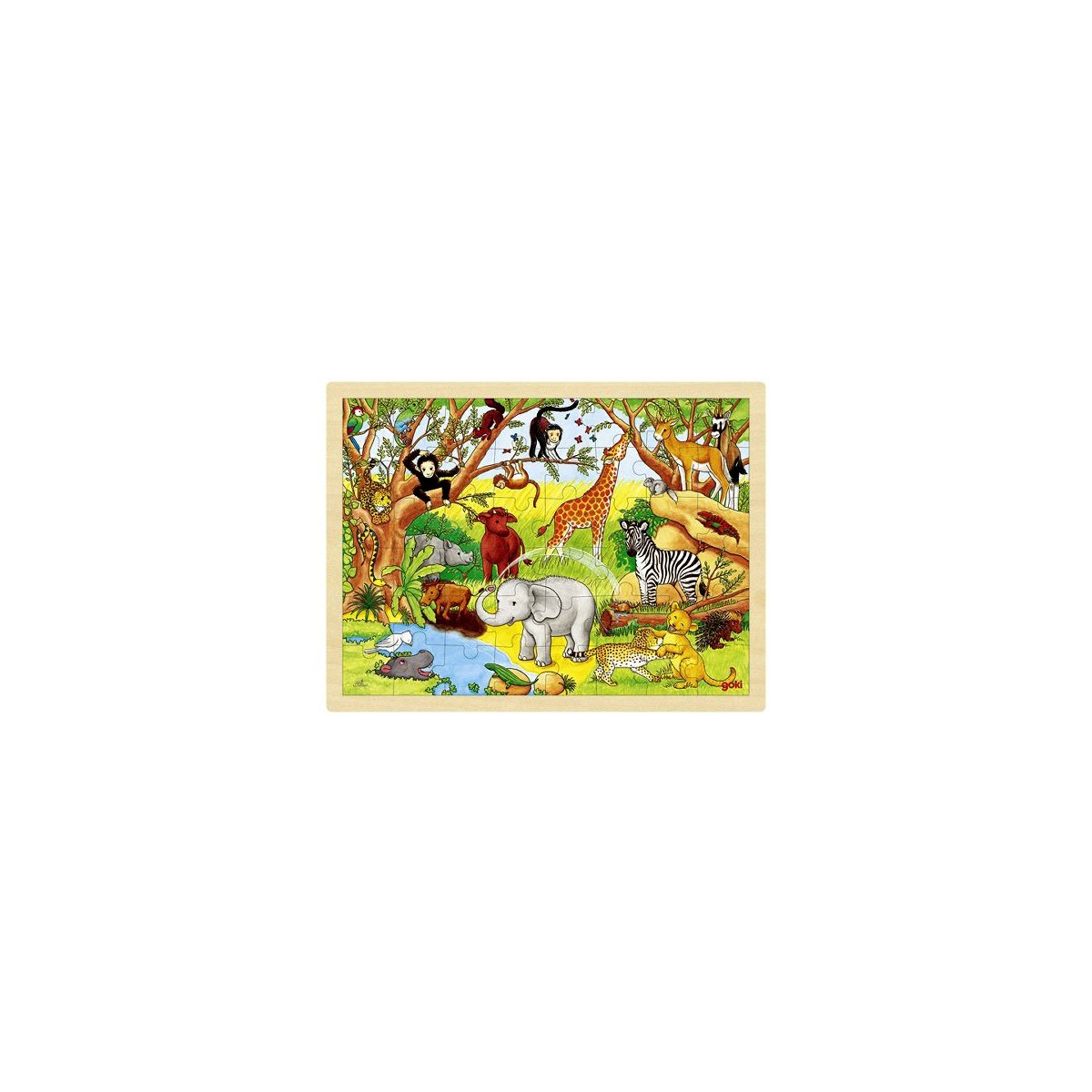 Puzzle cadre enfant en bois animaux Afrique 48 pièces