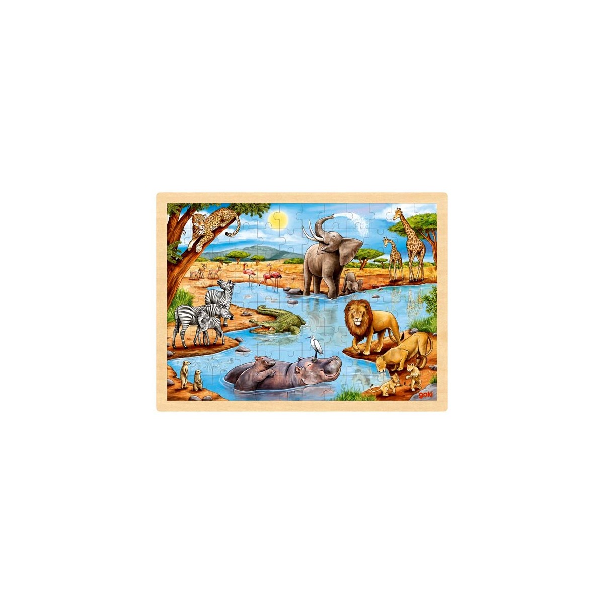 Puzzle cadre enfant en bois Savane 96 pièces