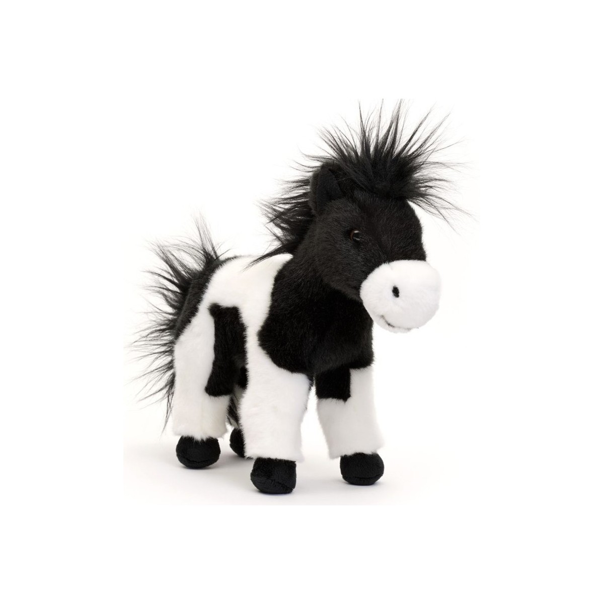 Peluche Poney noir blanc 25 cm