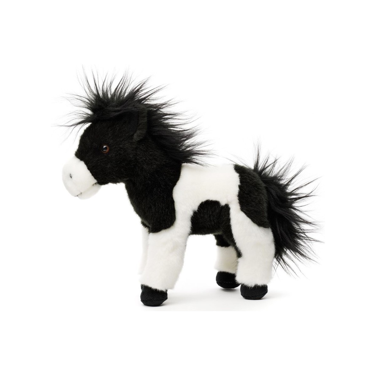 Peluche Poney noir blanc 25 cm