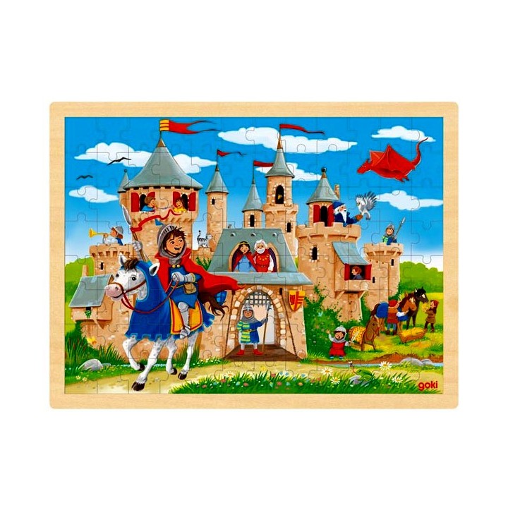 Puzzle cadre enfant en bois Chateau fort 96 pièces