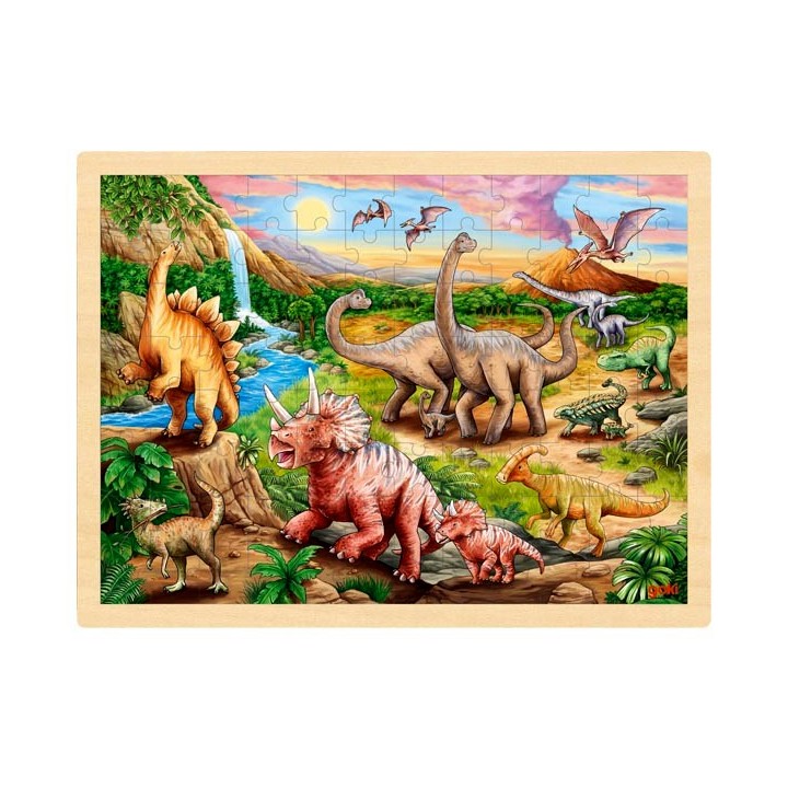 Puzzle cadre enfant en bois Dinosaures 96 pièces