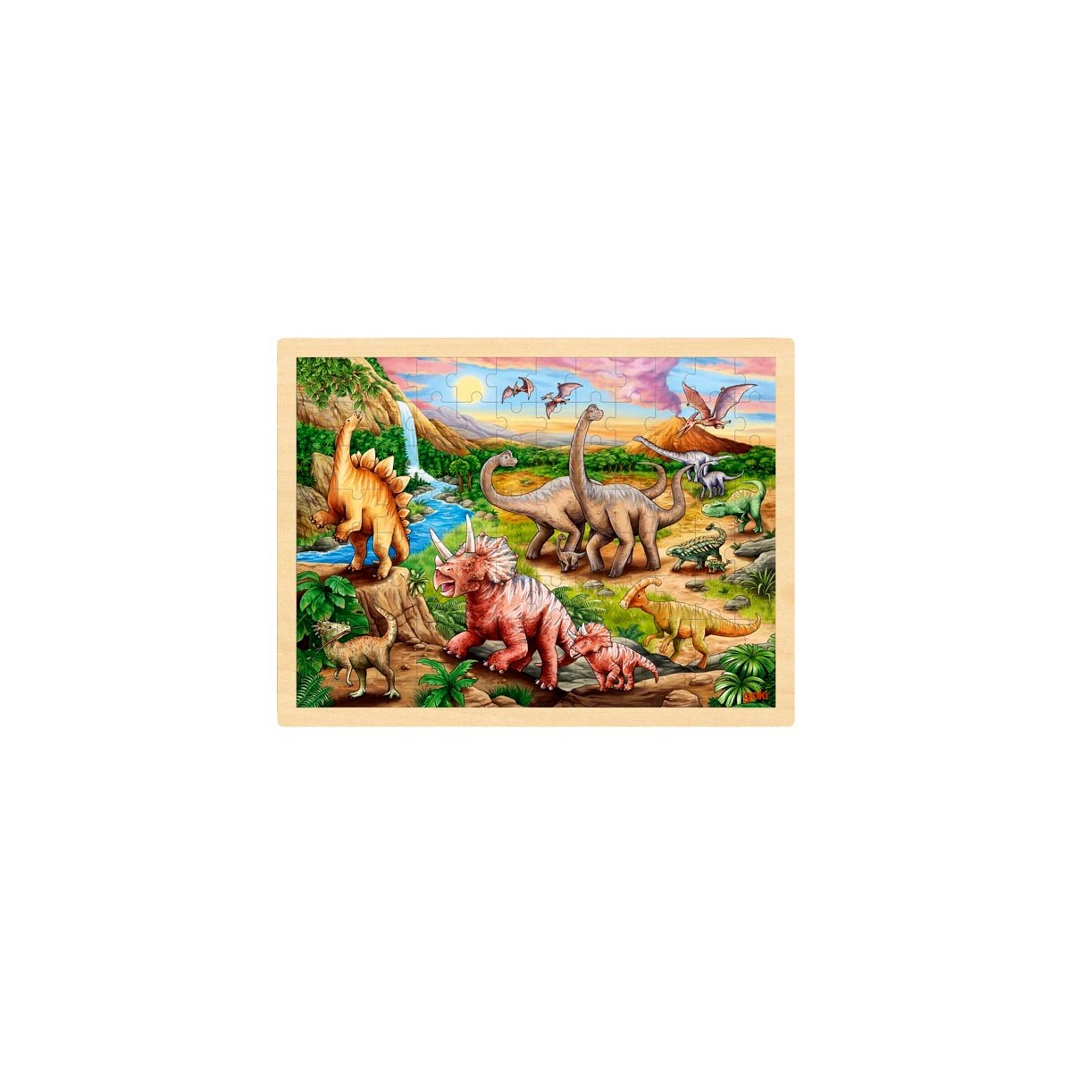 Puzzle cadre enfant en bois Dinosaures 96 pièces