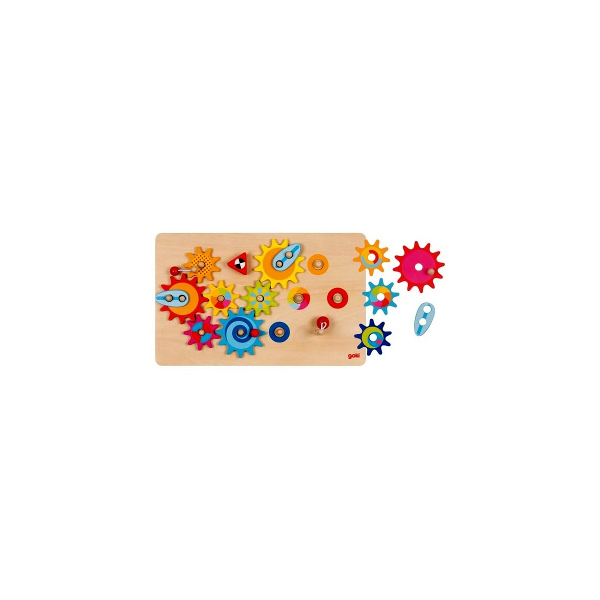Jeu puzzle en bois animé engrenages 16 pièces
