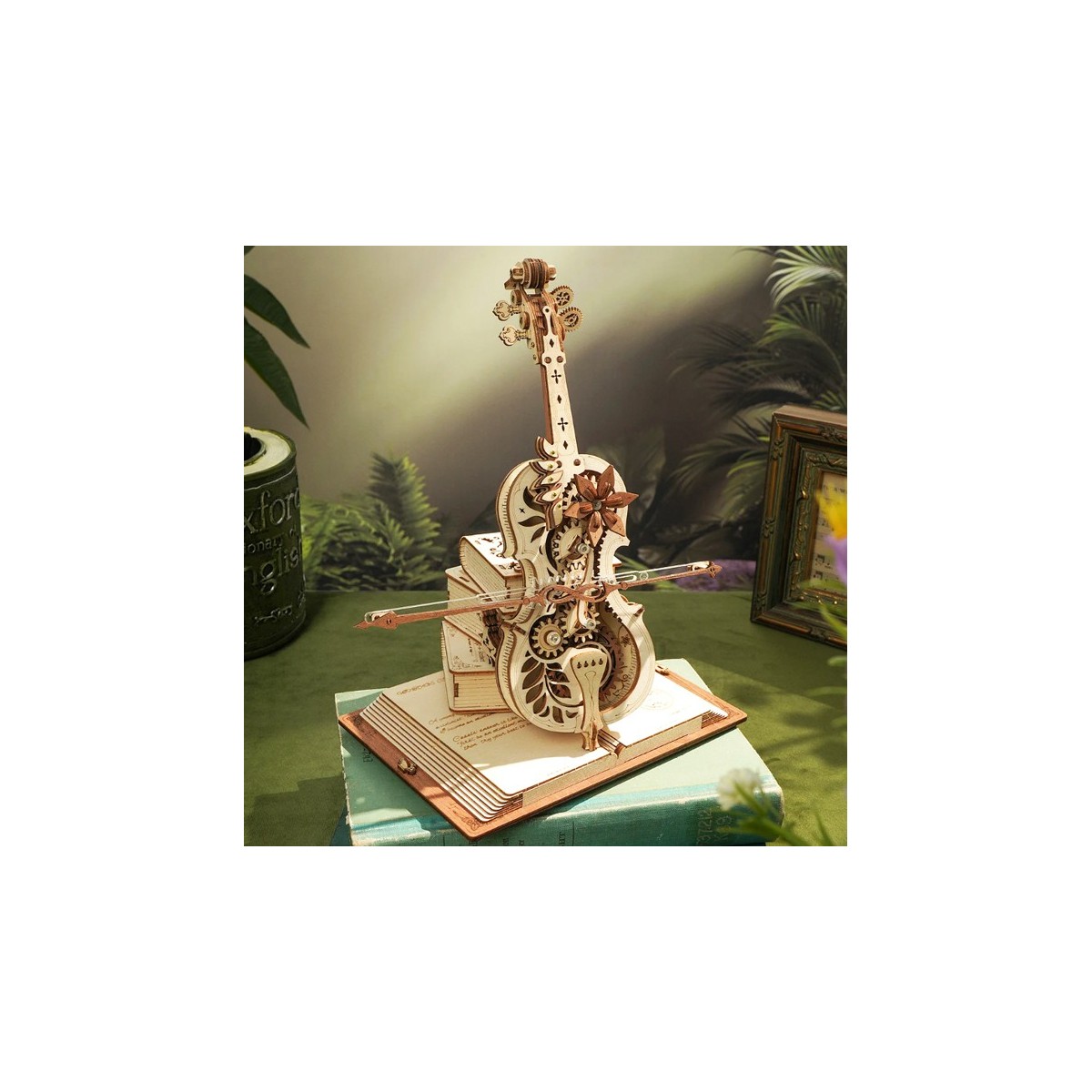 Maquette en bois animée musicale Violoncelle
