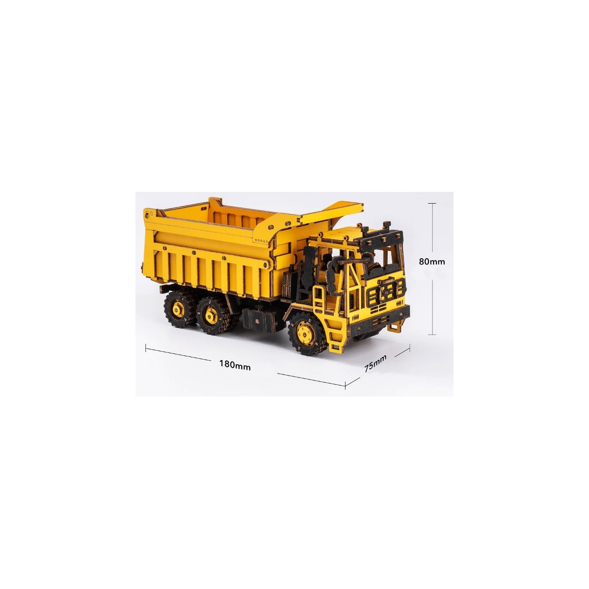 Maquette en bois Camion benne jaune