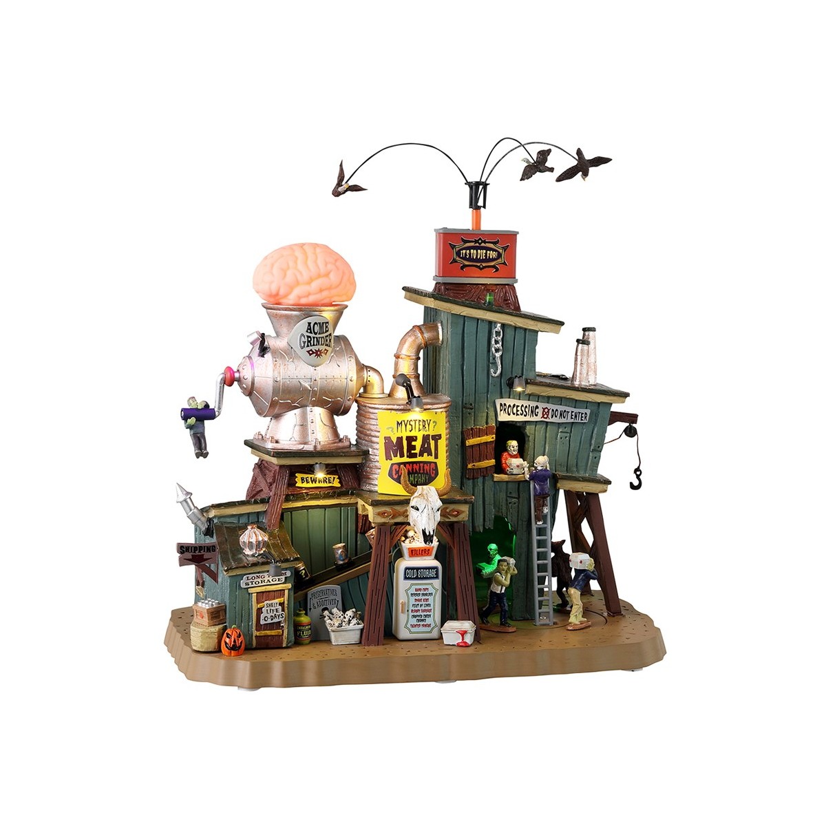 Fabrique à viande mystérieuse animée lumineuse sonore Lemax Halloween
