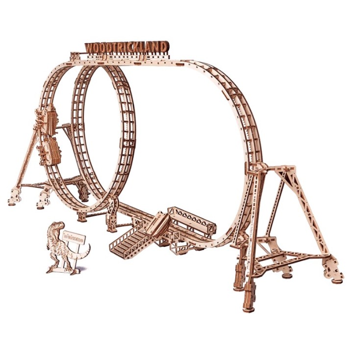 Maquette en bois animée Montagnes russes motorisées