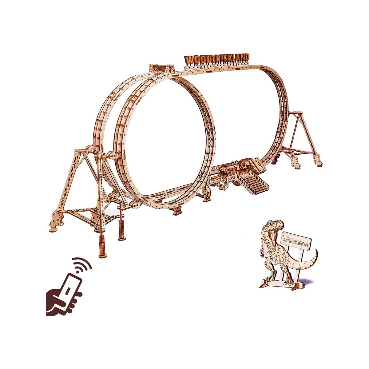 Maquette en bois animée Montagnes russes motorisées