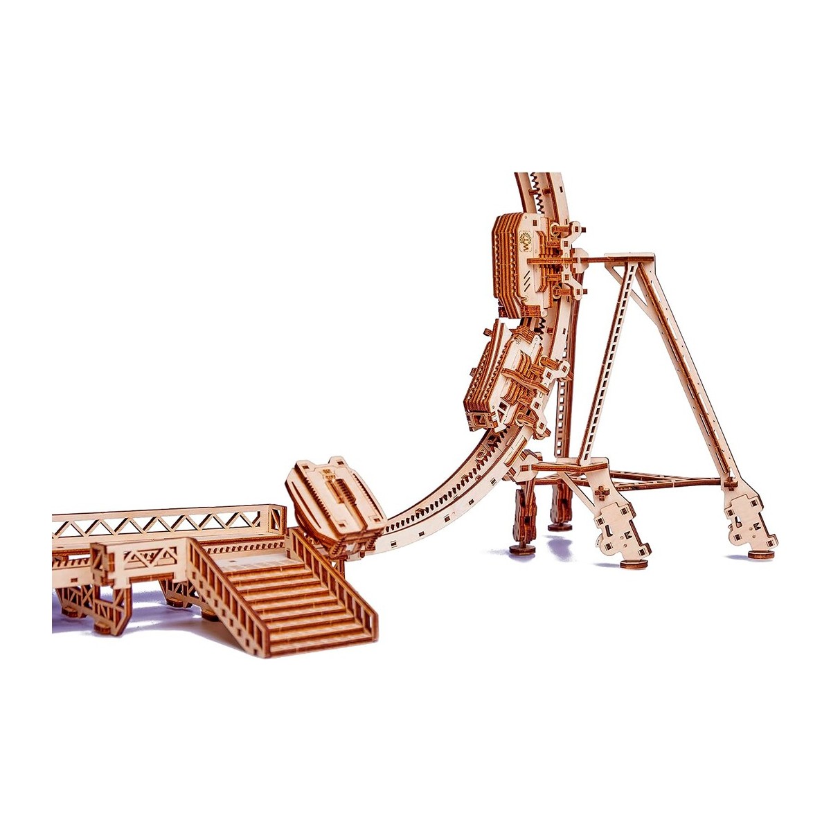 Maquette en bois animée Montagnes russes