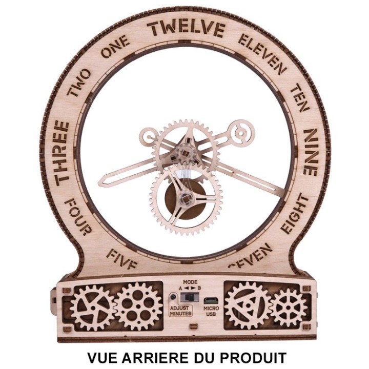 Maquette en bois animée Horloge moderne motorisée