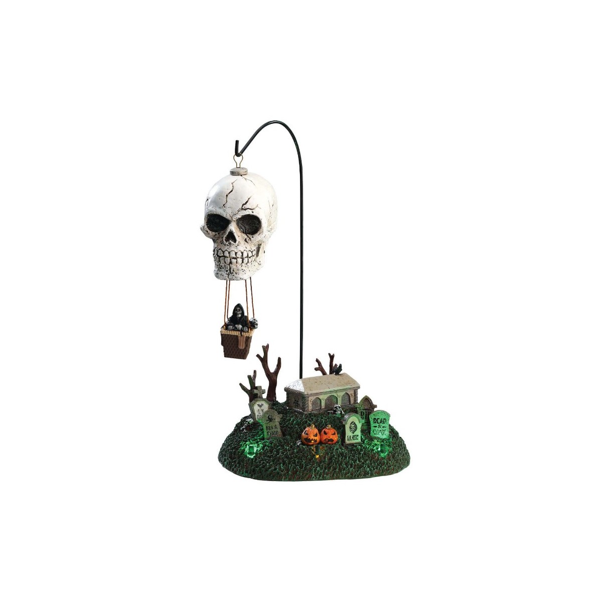 Mongolfière squelette animée lumineuse Lemax Halloween