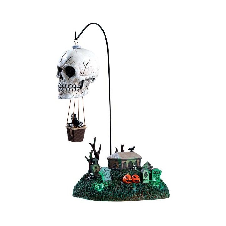 Mongolfière squelette animée lumineuse Lemax Halloween
