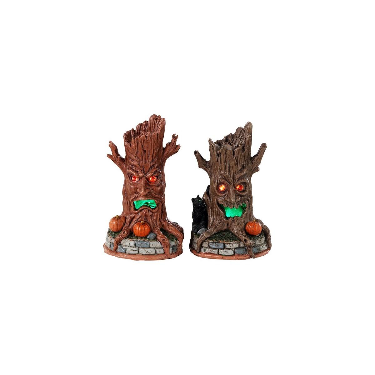 Troncs d'arbres hantés lumineux Lot de 2 Lemax Halloween