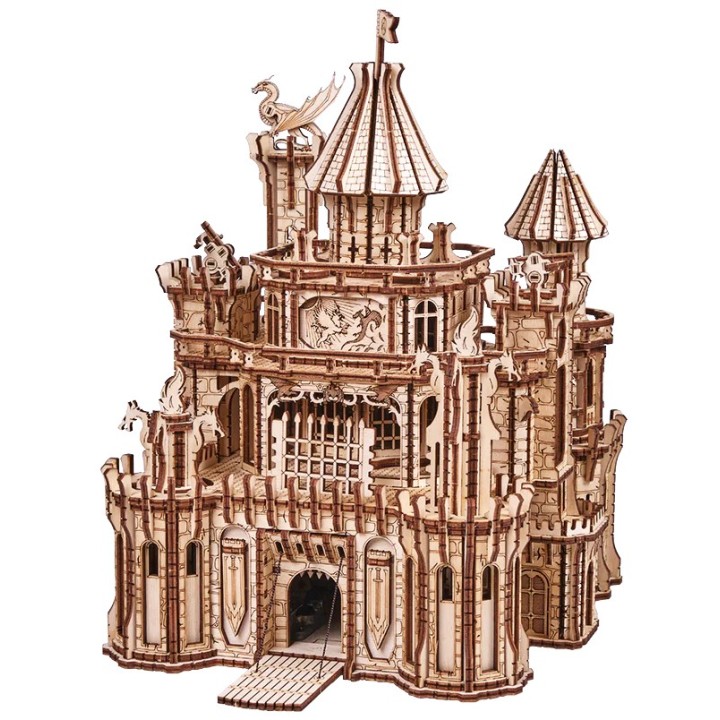 Maquette en bois Château fort animé lumineux musical