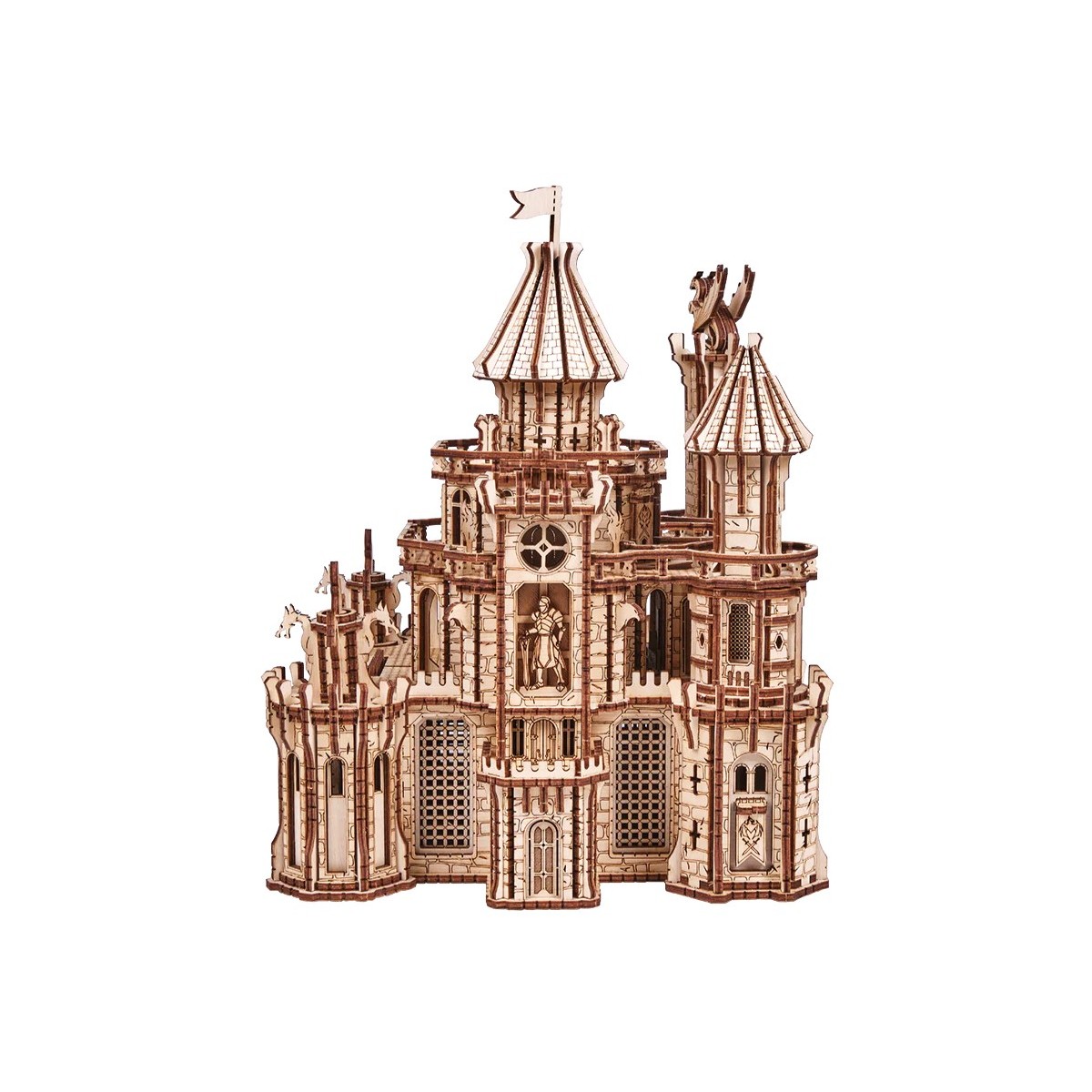 Maquette en bois Château fort animé lumineux musical