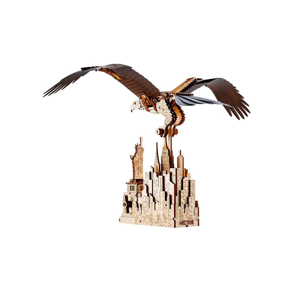 Maquette en bois animée Aigle survolant New York