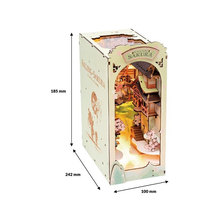 Maquette en bois lumineuse Serre-livres Japon cascade