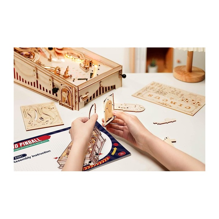 Maquette en bois Flipper animé lumineux sonore