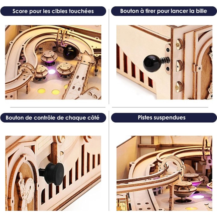 Maquette en bois Flipper animé lumineux sonore