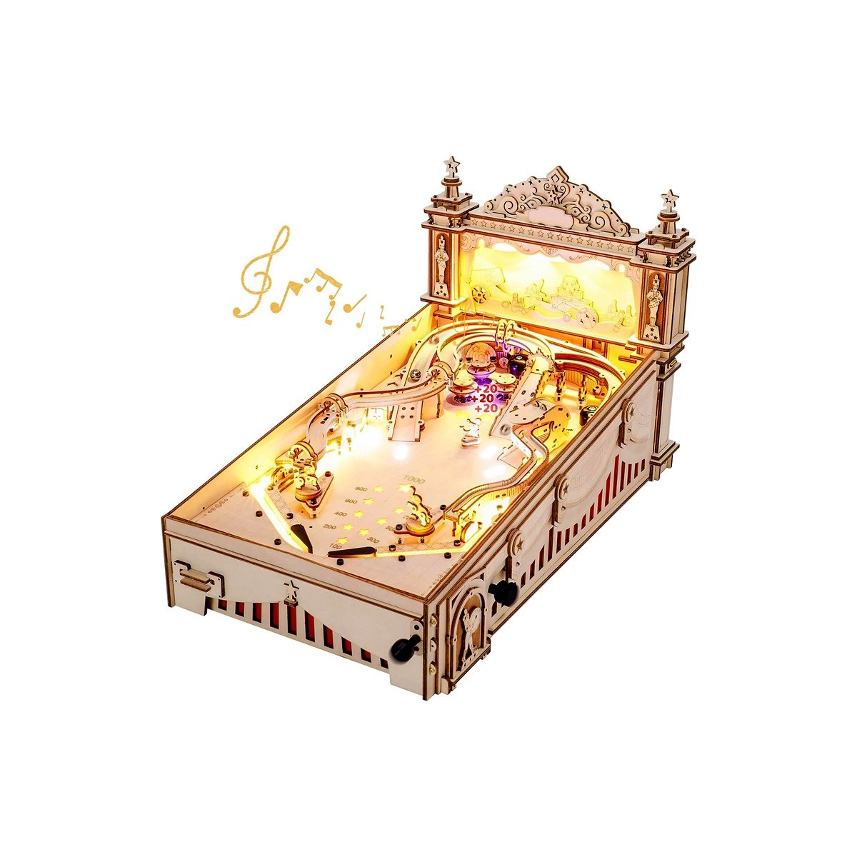 Maquette en bois Flipper animé lumineux sonore
