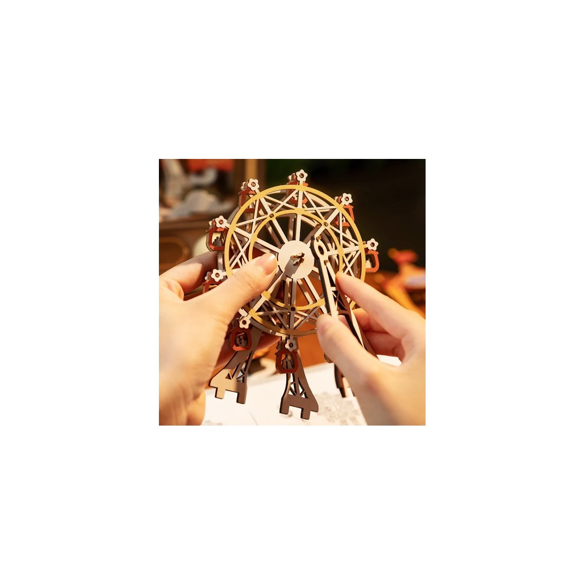 Maquette en bois lumineuse animée musicale Téléviseur fête foraine